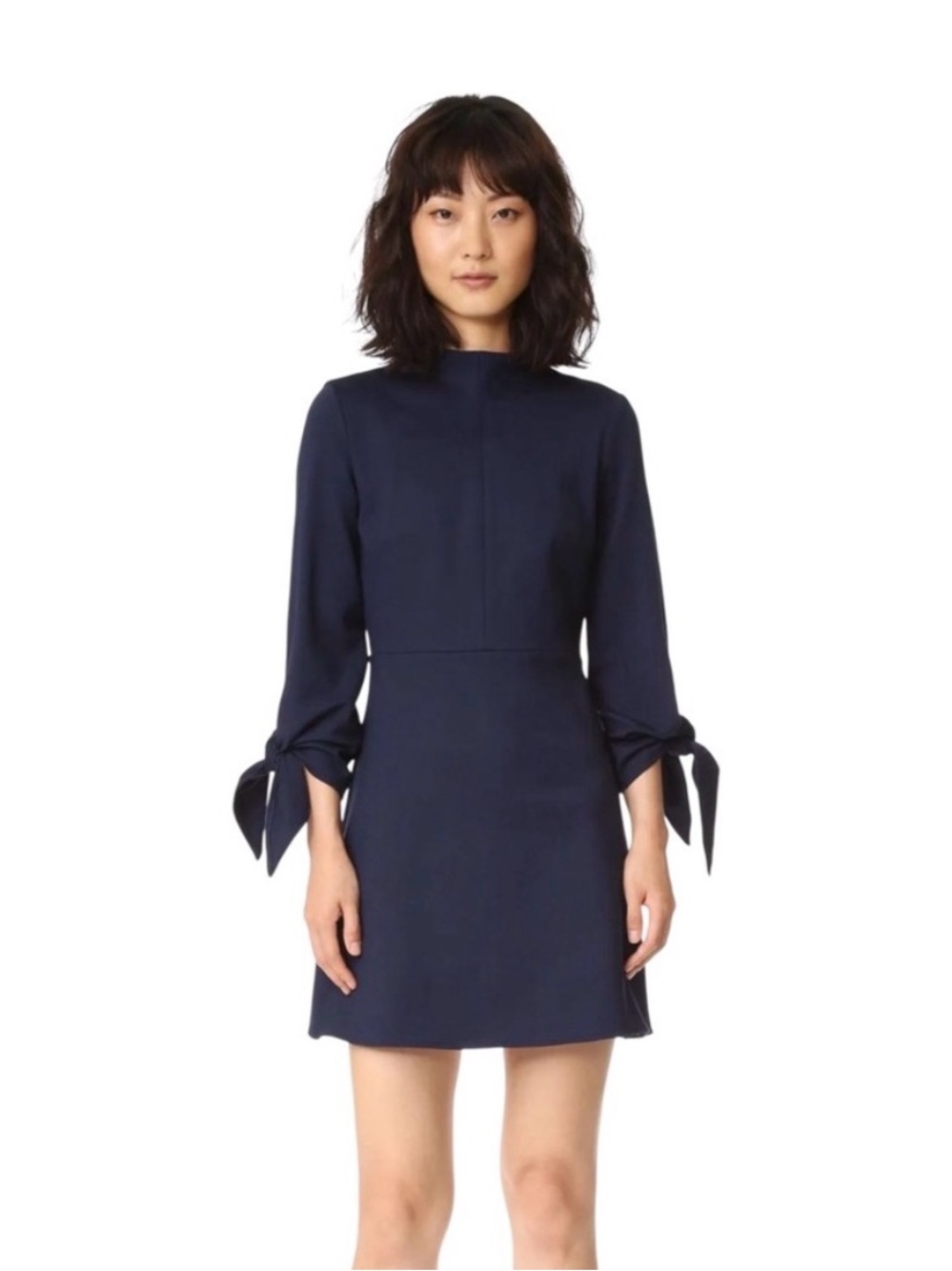 Tibi Navy Blue Tie Sleeve Mini Dress | Size 4